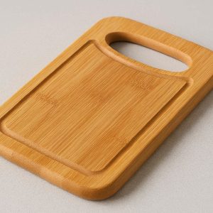 Small Bamboo Cutting Board Juicy Groove Ergonomic Handle Compact Kitchen Food Prep Chopping Block